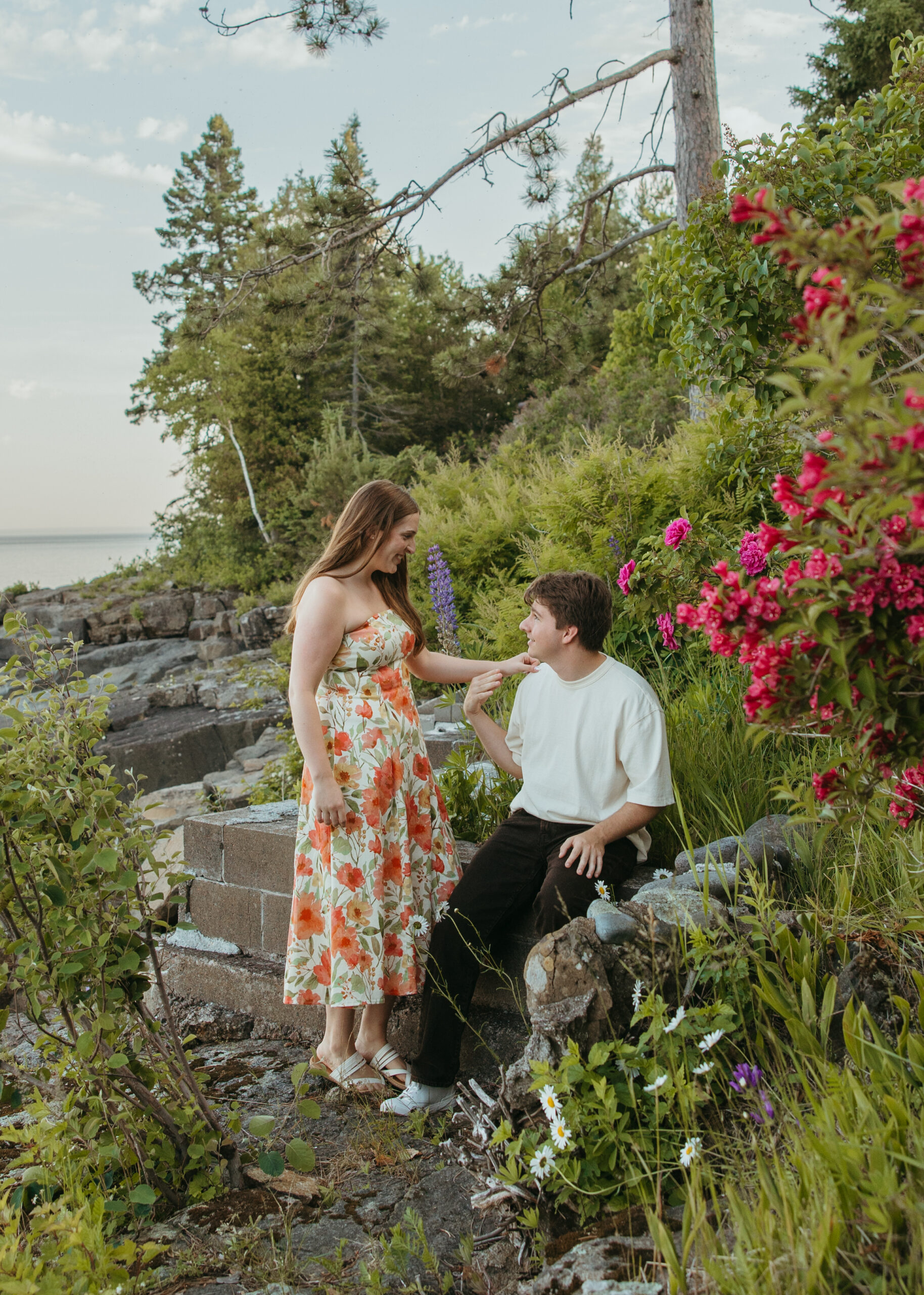 Engagement photos on the rocky North Shore of Lake Superior.